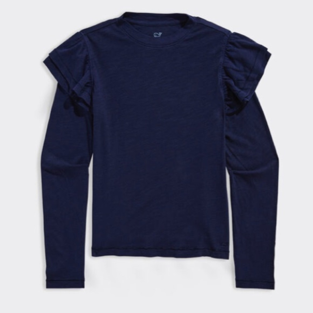 Vineyard Vines Girls' Flutter Long-Sleeve Tee Blue Size 2T
